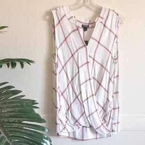 A.N.A Coral Grid Plaid Tank